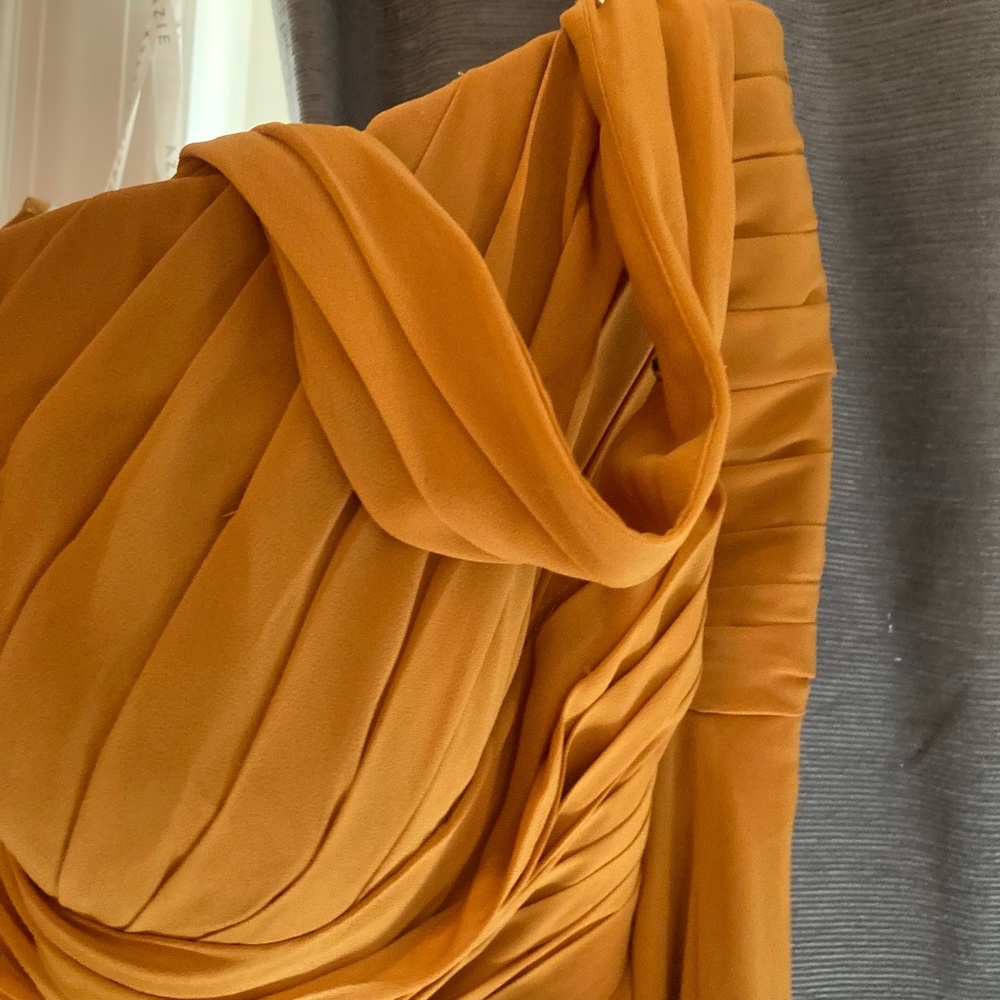 Azazie bridesmaid Corin Butterscotch